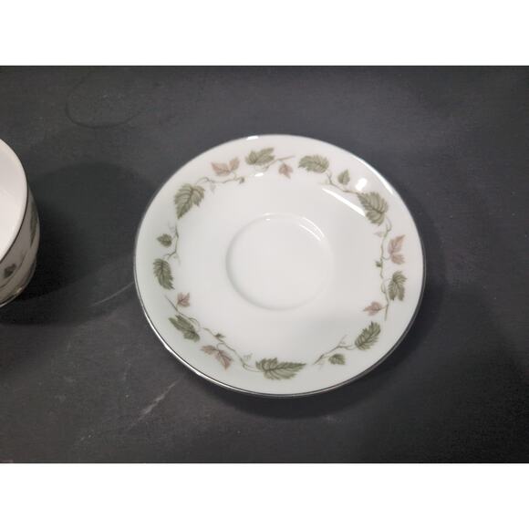 Noritake China Cup & Saucer Set, Vineyard Design, Brown & Green Leaves, Set of 4 - Picture 5 of 10